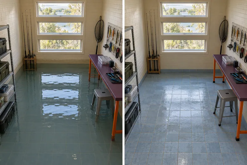 Water Extraction Near Cranes Mill Park — standing-water and pickup-stage room comparison
