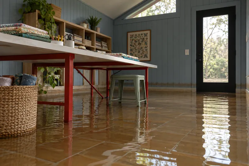 Water Extraction Near Guadalupe Park — standing water across a residential room