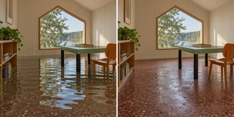 Water Extraction Near North Park — standing-water and pickup-stage room comparison